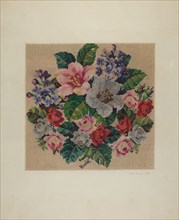 Gros Point Needlework - Flowers, c. 1939. Creators: Ivar Julius, Albert Rudin.
