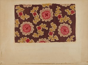 Block Printed Handkerchief, c. 1937. Creator: Dorothy Lacey.