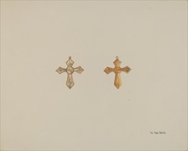 Cross-shaped Pin, c. 1937. Creator: Vera Van Voris.