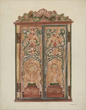 Hand-carved Cabinet, c. 1937. Creator: Vera Van Voris.