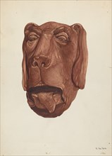 Carved Dog's Head, c. 1937. Creator: Vera Van Voris.