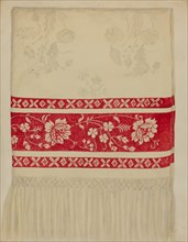Linen Towel - Flower Design, c. 1936. Creator: Eva Wilson.