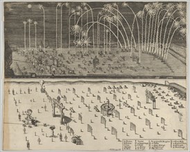 Fireworks display, Nuremberg, 1659. Creator: Anon.
