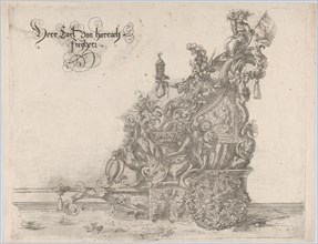 Procession, with a male and female figure seated on a float, 16th century., 16th century. Creator: Anon.