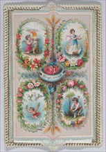 Valentine - Mechanical, four ovals, flaps, images, ca. 1875., ca. 1875. Creator: Anon.