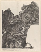 Plate 9: Allegory of Temperance with a unicorn and Publius Scipio Africanus at bottom,..., ca. 1677. Creator: Anon.