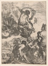 Mercury (Hermes), Juno (?) Mars, and a group of figures below (shepherds, musicians..., ca. 1640-60. Creator: Anon.
