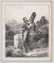 Soldier and small girl, 1829. Creator: Hippolyte Bellangé.