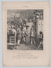 Responsibilities of an Atelier: Number 1: The Arrival and Reception of a Newcomer, 1832., Creator: Hippolyte Bellangé.