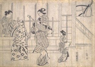 Street Scene in Yoshiwara, late 17th century. Creator: Hishikawa Moronobu.