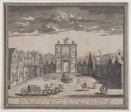 Triumphal arch erected in celebration of the entry of King William III, 1691. Creator: Hugo Allard.