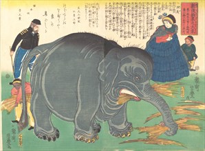 Recently Imported Big Elephant, 1863 (3rd month). Creator: Ichiryusai Yoshitoyo.