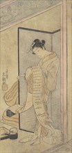 The Oiran Hanagiku Reading a Love Letter While Standing, ca. 1769. Creator: Ippitsusai Buncho.