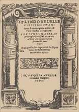 Splendore delle virtuose giovani, title page (recto), 1564. Creator: Iseppo Foresto.