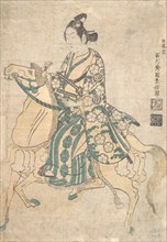 Actor Sanokawa Ichimatsu as Young Samurai riding on Horse-back. Creator: Ishikawa Toyonobu.