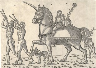 Trumpeters leading Ceasar on horseback, from 'The Triumphs of Caesar', 1504., Creator: Jacob von Strassburg.