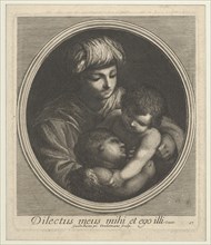 The Virgin with the infant Christ and the young Saint John the Baptist, in a circular..., 1690-1700. Creator: Jacobus Coelemans.