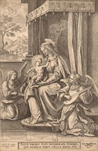 Virgin and Child Enthroned with Two Musical Angels,.n.d Creator: Jan Wierix.