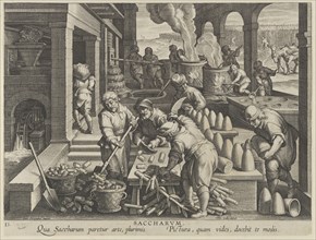 New Inventions of Modern Times [Nova Reperta], The Invention of Sugar Refinery, plate ..., ca. 1600. Creator: Jan Collaert I.