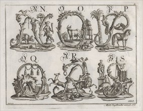 Decorated Roman alphabet, 18th century. Creator: Johann David Nessenthaler.