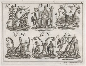 Decorated Roman alphabet, 18th century. Creator: Johann David Nessenthaler.