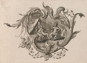 Design for a Cartouche and a Representation of 'Taste', Plate 4 from 'Neu I..., Printed ca. 1750-56. Creator: Johann Georg Pintz.