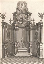 Design for a Monumental Altar, Plate e from 'Unterschiedliche Neu Inventier..., Printed ca. 1750-56. Creator: Johann Michael Leüchte.
