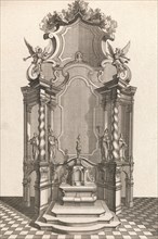 Design for a Monumental Altar, Plate f from 'Unterschiedliche Neu Inventier..., Printed ca. 1750-56. Creator: Johann Michael Leüchte.