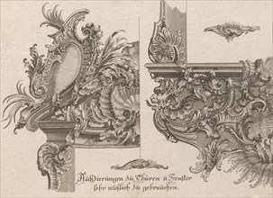 Suggestions for the Decoration of a Door and Window Frame, Plate 1 from 'Au..., Printed ca. 1750-56. Creator: Johann Sebastian Muller.