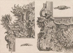 Suggestions for the Decoration of Frames, Plate 3 from 'Außzierungen zu Thü..., Printed ca. 1750-56. Creator: Johann Sebastian Muller.