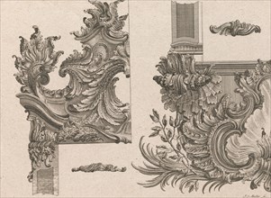 Suggestions for the Decoration of Frames, Plate 4 from 'Außzierungen zu Thü..., Printed ca. 1750-56. Creator: Johann Sebastian Muller.