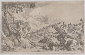 Plate 100: The death of Orpheus, from 'Ovid's Metamorphoses', 1641. Creator: Johann Wilhelm Baur.
