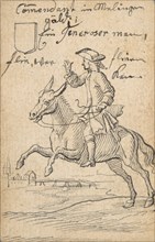 Shield Knave: A Horseman, 1712 or later.  Creator: Johannes Brandenberg.