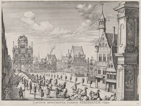Plate 18: Procession of the Spanish Prince Ferdinand into the city of Ghent, January 28, 1..., 1636. Creators: Johannes Meursius, Willem van der Beke.