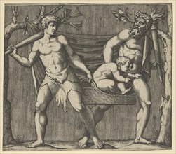 Two Fauns Carrying a Child, ca. 1513-15. Creator: Marcantonio Raimondi.