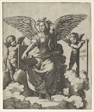 Poetry personified as a winged woman, ca. 1515. Creator: Marcantonio Raimondi.