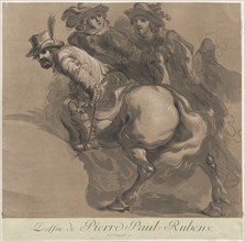 Three horsemen, ca. 1770-94. Creator: Maria Catharina Prestel.