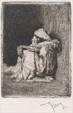A Moroccan man seated on the ground, ca. 1860-70. Creator: Mariano Jose Maria Bernardo Fortuny y Carbo.