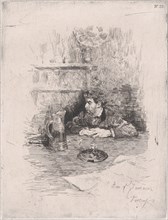 Portrait of the painter Eduardo Zamacois seated at a table, ca. 1869. Creator: Mariano Jose Maria Bernardo Fortuny y Carbo.