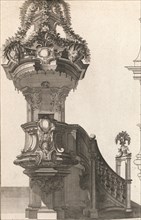 Design for a Pulpit, Plate 1 from an Untitled Series of Pulpit Designs, Pri..., Printed ca. 1750-56. Creator: Martin Engelbrecht.