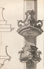 Design for a Pulpit, Plate 2 from an Untitled Series of Pulpit Designs, Pri..., Printed ca. 1750-56. Creator: Martin Engelbrecht.