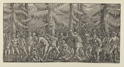 Battle Between Peasants and Naked Men in a Forest, 1522. Creator: Master NH.