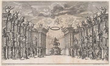 The Triumph of Austria; Leopold I at center, mounted on a reared horse, atop a military tr..., 1668. Creator: Mathäus Küsel.