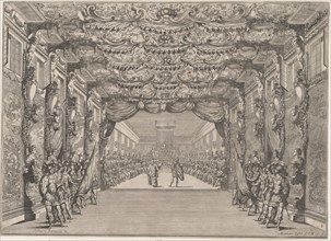 The Roman curia with guards in the anteroom; set design from 'Il Fuoco Eterno', 1674. Creator: Mathäus Küsel.