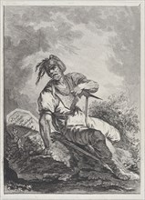 Soldier Seated on a Rock, 1764. Creator: Matthias Pfenninger.