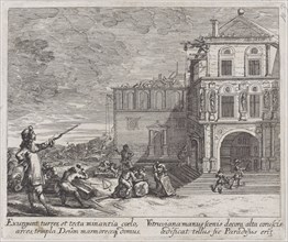 Scene showing the construction of a building, ca. 1670. Creator: Melchior Küsel.