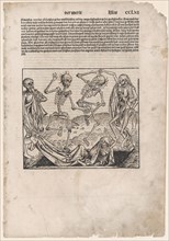 Dance of Death, leaf from The Nuremberg Chronicle, 1493. Creator: Michael Wolgemut.