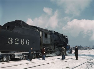 Santa Fe RR freight train about to leave for the West Coast from Corwith yard, Chicago, Ill., 1943. Creator: Jack Delano.