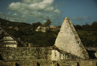Ruins of an old sugar mill and plantation house, vicinity of Christiansted, Saint Croix, V.I., 1941. Creator: Jack Delano.