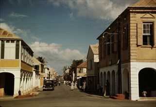 The main shopping street, Christiansted, Saint Croix, Virgin Islands, 1941. Creator: Jack Delano.